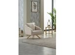 Poltrona Poltrona Imbottita Soggiorno Monoposto Tessuto Beige Poltrona Arredo Moderno