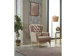 Poltrona Poltrona Imbottita In Tessuto Seduta Moderna Beige Soggiorno Monoposto