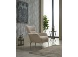 Poltrona Soggiorno Poltrona Imbottita Monoposto Tessuto Beige Poltrona Arredo Moderno