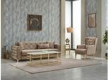 Set Divano Divano Imbottito Divano A Tre Posti Poltrona Beige 2Pcs