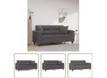 The Living Store Divano A 2 Posti Con Cuscini Decorativi Grigio 140 Cm In Ecopelle
