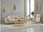 Set Divano Divano Imbottito Divano A Tre Posti Poltrona Beige 2Pcs