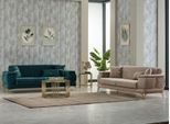 Set Di Divani A Tre Posti Imbottiti In Tessuto Divano 2 Pezzi Verde Beige Divani