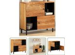 The Living Store Mobile Laterale 80X33X75 Cm In Legno Massiccio Di Acacia