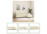 The Living Store Divano A 3 Posti Con Poggiapiedi Crema 180 Cm In Ecopelle