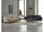 Set Divano Divano Imbottito Divano A Tre Posti In Tessuto Grigio Beige 2Pcs