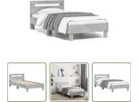 The Living Store Giroletto Con Testiera In Cemento Grigio 75X190 Cm Materiale A Base Di Legno