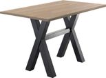Bartisch MÄUsbacher, Schwarz (Schwarzstahl, Eichefarben SäGerau, Schwarzstahl), B:160Cm H:105Cm T:70Cm, Tische, Bartisch, Gestell In X-Form (Breite 120, 140 Oder 160 Cm)
