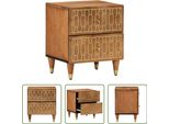 The Living Store Comodino 40X33X46 Cm In Legno Massiccio Di Mango