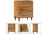 The Living Store Comodino 50X33X62 Cm In Legno Massiccio Di Mango