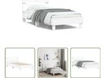 The Living Store Giroletto Con Testiera Bianco 100X200 Cm In Materiale Ligneo