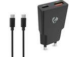 Caricabatterie Da Parete Gan A Doppia Porta Da 20 W Con USB-C Pd E Cavo