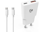 Caricabatterie Da Parete Gan Doppio Da 20 W, USB-A E USB-C, PD3.0, Bianco
