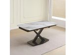 Tavolo Allungabile Moritz Con Piano In Ceramica Effetto Marmo Bianco E Gambe In Metallo Nero 165X90X76H
