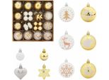 Vidaxl Set Di Gingilli Natalizi 40 Pezzi In Plastica Bianca E Oro