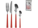 Servizio 24 Posate Inox Manico Rosso