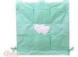 Organizzatore Per Lettino - Organizzatore Per Lettino - 6 Scomparti, 100% Cotone, Color Menta Con Pois, Pratico