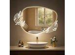 Specchio Da Bagno Bluetooth, Specchio Da Parete, Illuminazione Led E Antiappannamento, IP44, Dimmerabile,