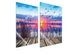 Piastre Copri Fornelli 2 Pezzi 35X52 Ceramica Piano Cottura Tagliere Vetro Paesaggio Sole