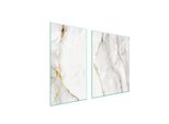 Piastre Copri Fornelli 2 Pezzi 90X52 Copri Piano Cottura In Ceramica Tagliere In Vetro Marmo Avorio