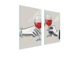 Piastre Copri Fornelli 2 Pezzi 75X52 Copri Piano Cottura In Ceramica Tagliere In Vetro Grigio Vino