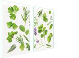 Piastre Copri Fornelli 2 Pezzi 75X52 Copri Piano Cottura In Ceramica Tagliere In Vetro Spezie Verde