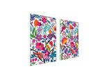 Piastre Copri Fornelli 2 Pezzi 75X52 Copri Piano Cottura In Ceramica Tagliere In Vetro Fiori Colorati