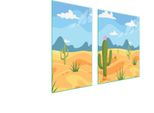 Piastre Copri Fornelli 2 Pezzi 90X52 Ceramica Copri Piano Cottura Vetro Tagliere Cactus Montagne