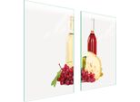 Piastre Copri Fornelli 2 Pezzi 75X52 Copri Piano Cottura In Ceramica Tagliere In Vetro Colore Vino