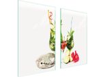 Piastre Copri Fornelli 2 Pezzi 75X52 Copri Piano Cottura In Ceramica Tagliere In Vetro Frutta Bianco