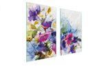 Piastre Copri Fornelli 2 Pezzi 75X52 Copri Piano Cottura In Ceramica Tagliere In Vetro Fiori Art.