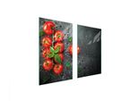 Piastre Copri Fornelli 2 Pezzi 75X52 Copri Piano Cottura In Ceramica Tagliere In Vetro Ardesia Pomodori