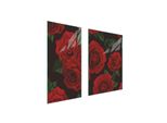 Piastre Copri Fornelli 2 Pezzi 75X52 Copri Piano Cottura In Ceramica Tagliere In Vetro Rose Rosso