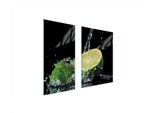 Piastre Copri Fornelli 2 Pezzi 75X52 Copri Piano Cottura In Ceramica Tagliere In Vetro Nero Lime