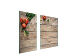 Piastre Copri Fornelli 2 Pezzi 75X52 Copri Piano Cottura In Ceramica Tagliere In Vetro Legno Pomodori