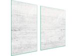 Piastre Copriforno 2 Pezzi 100X52 Copriforno In Ceramica Tagliere In Vetro Legno Bianco