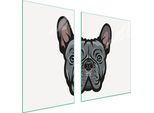 Piastre Copri Fornelli 2 Pezzi 100X52 Ceramica Copri Piano Cottura Vetro Tagliere Cane Grigio