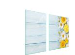 Piastre Copri Fornelli 2 Pezzi 100X52 Copri Piano Cottura In Ceramica Tagliere In Vetro Gerbera Legno
