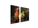 Piastre Copri Fornelli 2 Pezzi 100X52 Copertura Piano Cottura In Ceramica Tagliere In Vetro Frutta Natura Morta