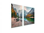 Piastre Copri Fornelli 2 Pezzi 100X52 Copri Piano Cottura In Ceramica Tagliere In Vetro Paesaggio Montagne