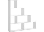 Dmora Libreria Apofi 29X145X145H Cm Bianco Bianco Lucido, 6 Ripiani Portata Ripiani 4