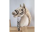 Set Per Cavalli Hobby: Cavezza A3 Con Pelliccia Nera + Corda Per Legare - Nero E Beige