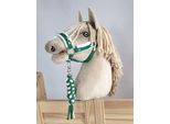 Set Per Cavalli Hobby: Cavezza A3 Con Pelliccia Bianca + Corda Per Legare - Bianco E Verde