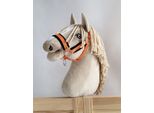 Cavezza Regolabile Per Cavallo Hobby Horse A3 Arancione Con Pelo Nero