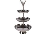 Etagere A 3 Strati Clayre & Eef Ø 26X48 Cm Alluminio Color Argento
