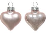 Decorazioni Per Albero Di Natale Cuori 4Cm In Vetro 12 Pezzi - Rosa Cipria