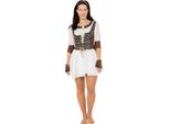 Costume Da Cacciatrice Medievale Da Donna Bristol Novelty BN1539 (Taglia Unica) (Bianco/Marrone)