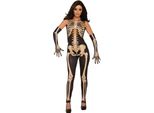 Bristol Novelty Ladies Skeleton Costume Lady Bones BN215 (Taglia Unica) (Nero/Oro)