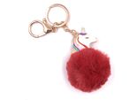 Onwomania Portachiavi Unicorno Corpo Soffice Rosso Peluche Metallo Ciondolo Fascino