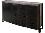 MASSIVMOEBEL24 | Credenza In Legno Di Legno Riciclato 143X43X90 Multicolore Laccato Industrial #102